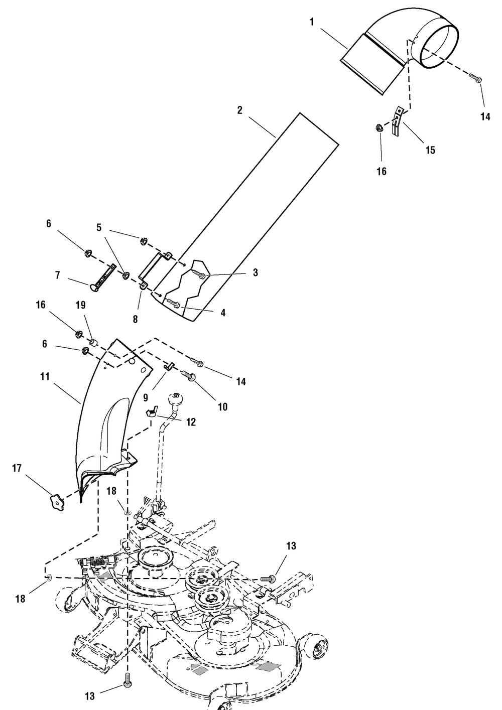 Chute Group Diagram and Parts List for 107249060  Briggs and Stratton Lawn Tractor Accessories